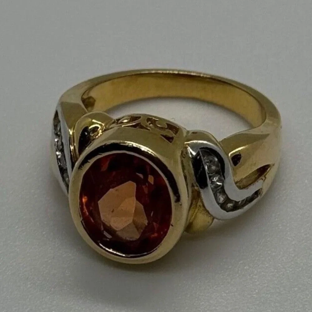 925 STERLING SILVER GOLD PLATED CZ RING SIZE 6